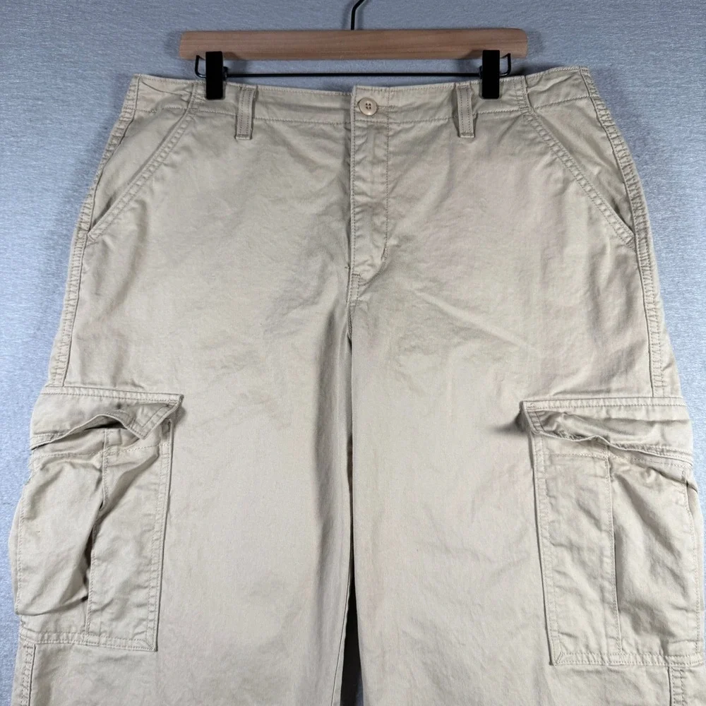 Levis 94 Baggy Cargo Pants Tan Khaki 100% Cotton Utility Drawstring 32x30 A4707